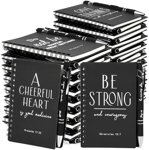 Christian Prayer Journal Spiral Black Notebooks Bulk Small Notepad with Pens - Small Notepads (4.13”x5.43”) - christian Gifts for male, Church Members & Bible Study Groups (30 sets Black)