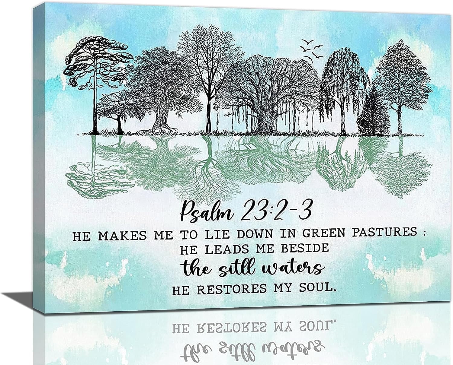 Christian Psalm 23 Wall Art Scripture Bible Verse Plant Canvas Prints ...