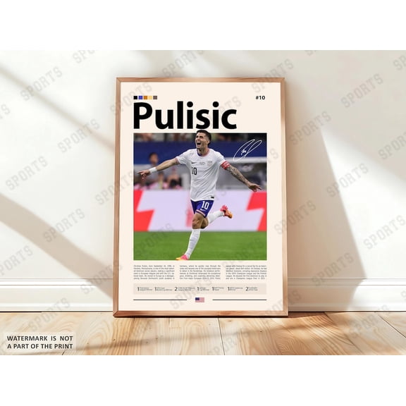 Christian Pulisic Art Milan Soccer Art Sports Bedroom Arts, Unframed Poster