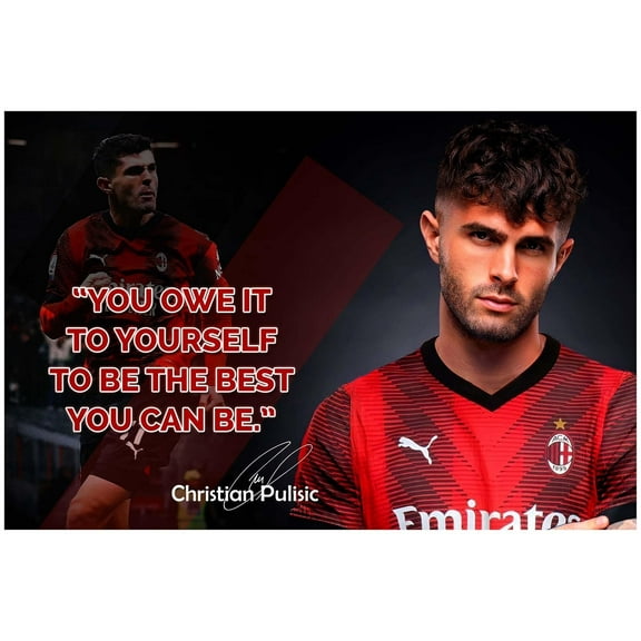 Christian Pulisic Motivational Poster Quote Inspirational Quotes Classroom Posters Mens Soccer Pro Coaching Wall Art Growth Mindset Teacher Educational Signed Memorabilia Sports Decor Jersey Boys