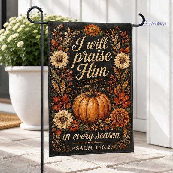Christian Pumpkin Garden Flag, Halloween Faith Outdoor Porch Yard Decor, Religious Autumn Lawn Banner, Fall Church Gift Idea