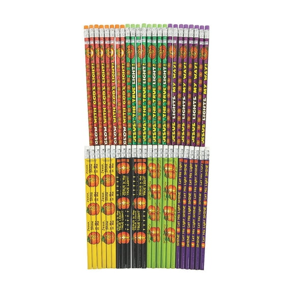 Christian Pumpkin Pencil Assortment, Stationery, Halloween, 48 Pieces