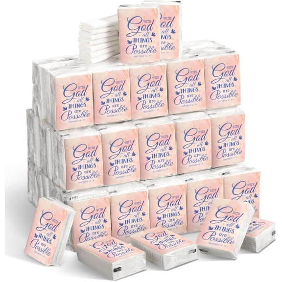 Christian Purse Tissue Packs Wedding Tissues Packs for Guests Bible Verse Mini Size Tissue Packs Pocket Tissues Travel Packs for Home Bag Car Homeless Gifts(200 Packs)