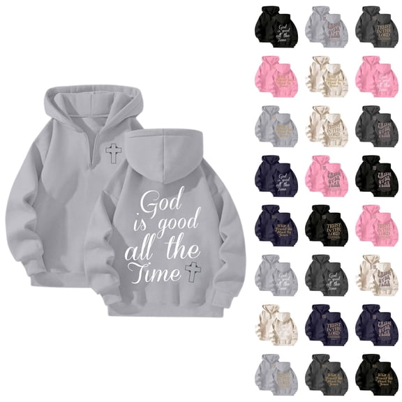 Christian Quarter Zip Hoodie for Women 2025 Fall Winter Long Sleeve Graphic Hooded Sweatshirt Pullover Tops