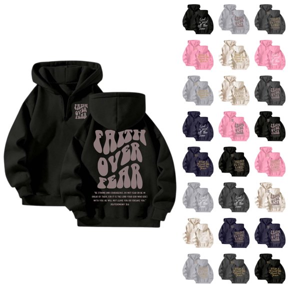 Christian Quarter Zip Hoodie for Women 2025 Fall Winter Long Sleeve Graphic Hooded Sweatshirt Pullover Tops