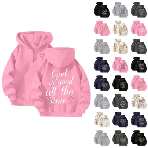 Christian Quarter Zip Hoodie for Women 2025 Fall Winter Long Sleeve Graphic Hooded Sweatshirt Pullover Tops