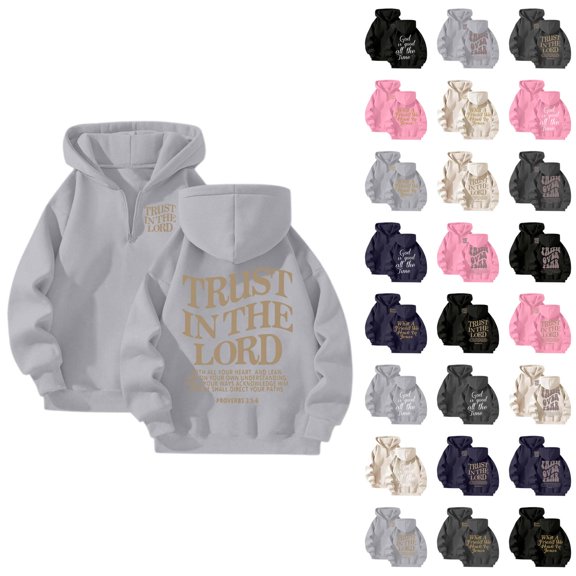 Christian Quarter Zip Hoodie for Women 2025 Fall Winter Long Sleeve Graphic Hooded Sweatshirt Pullover Tops