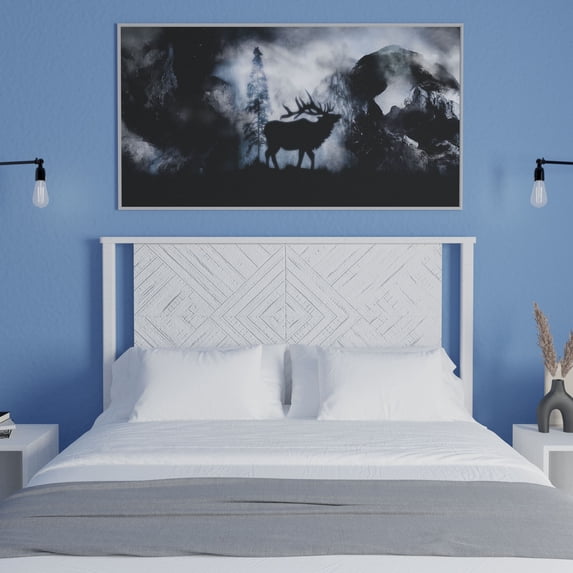 Christian Queen Size Headboard, Rustic, Solid Wood Bedroom Furniture, White