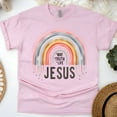 thumbnail image 1 of Christian Rainbow Graphic T-Shirt Jesus Way Truth Life, Light Pink, Size 2XL, 1 of 6