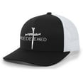thumbnail image 1 of Christian Redeemed Cross Nails Mens Embroidered Mesh Back Trucker Hat, Black/White, 1 of 4