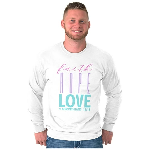 Christian Religion Faith Hope Love Long Sleeve TShirt Men Women Brisco Brands S
