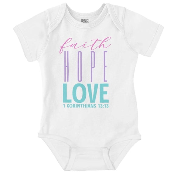 Christian Religion Faith Hope Love Romper Boys or Girls Infant Baby Brisco Brands 18M