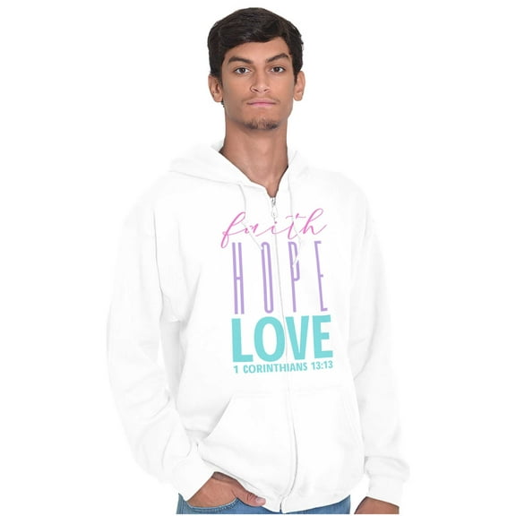 Christian Religion Faith Hope Love Zip Up Hoodie Men's Women's Brisco Brands S