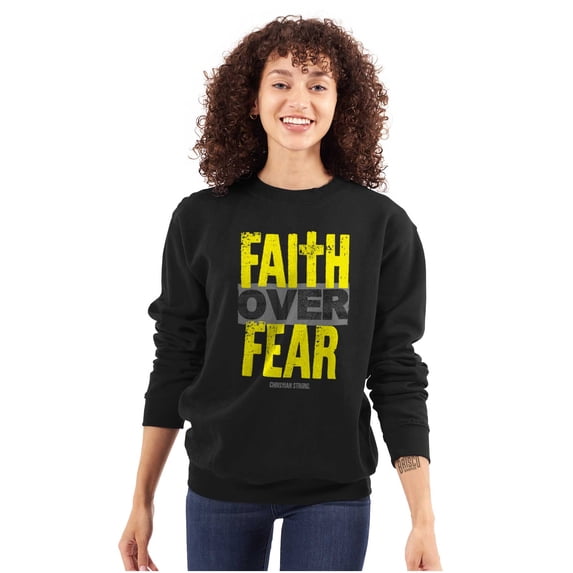 Christian Religion Faith Over Fear Sweatshirt for Men or Women Brisco Brands S