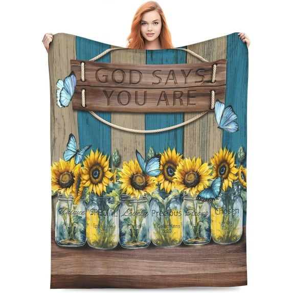 Christian Religious Bible Verse Scripture Prayer Jesus Thank God Plush Throw Blankets Fleece Blanket for Couch Bed Warm Throw Blanket for Women Men Boy Girls Gift Living Room Decor