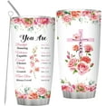 thumbnail image 1 of Christian Religious Birthday Gifts for Women Bible Verse Inspirational 20oz Stainless Steel Tumbler Cup with Lid Brush Straw Spiritual Catholic Gift for Mothers Day Teacher Coworker Faith, 1 of 6
