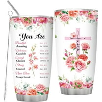 Christian Religious Birthday Gifts for Women Bible Verse Inspirational 20oz Stainless Steel Tumbler Cup with Lid Brush Straw Spiritual Catholic Gift for Mothers Day Teacher Coworker Faith