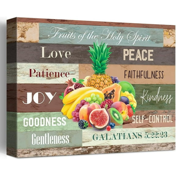 Christian Religious Canvas Wall Art,Fruits of the Holy Spirit Galatians 5:22:23 Canvas Poster Print Wall Decor,Religious Faith Wall Art Decor,Scripture Home Office Bedroom Decoration