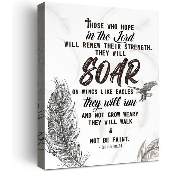 Christian Religious Canvas Wall Art,Those Who Hope in the Lord Will Renew Their Strength Isaiah 40:31 Bible Canvas Poster Print Wall Decor,Scripture Home Office Bedroom Decoration W603