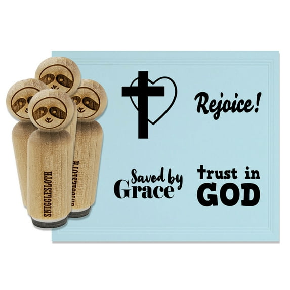 Christian Religious Inspirational Saved Rejoice Trust God Rubber Stamp Set for Scrapbooking Crafting Stamping - Mini 1/2 Inch
