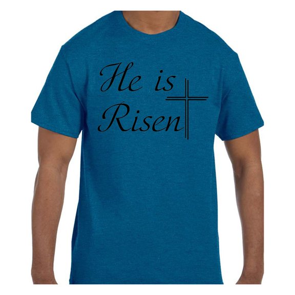 Christian Religous Easter Tshirt He Is Risen Cross