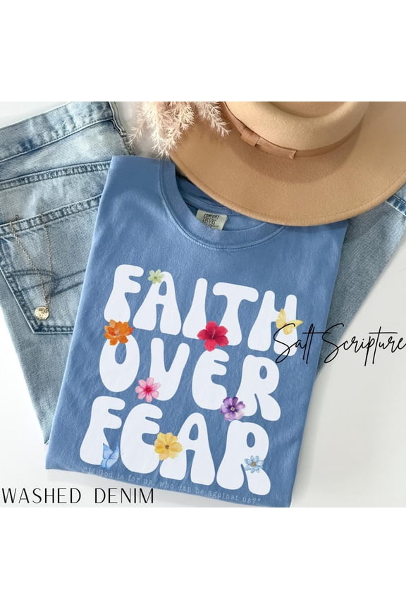 Christian Retro Faithshirt Jesus Religious Apparel Faith Church Group Faith Over Fear T-Shirt