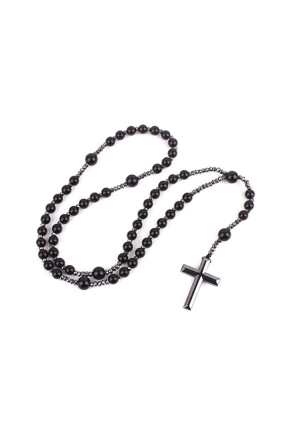 Christian Retro for Cross Decorated Rosary Prayer Holy Soil Necklace Amulet