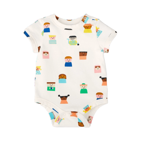 Christian Robinson x Target Baby Kids-Print Shoulder Button Short Sleeve Bodysuit- (White, 0-3M)