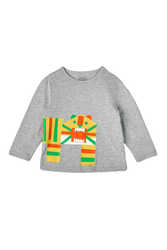 Toddler Tiger Print Long Sleeve T-Shirt -(Gray, 4T)