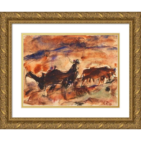 Christian Rohlfs 18x14 Gold Ornate Wood Frame and Double Matted Museum Art Print Titled - Ozenfrewerk (1920)