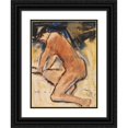 thumbnail image 1 of Christian Rohlfs 19x24 Black Ornate Framed Double Matted Museum Art Print Titled: Kneeling Act (1916), 1 of 5