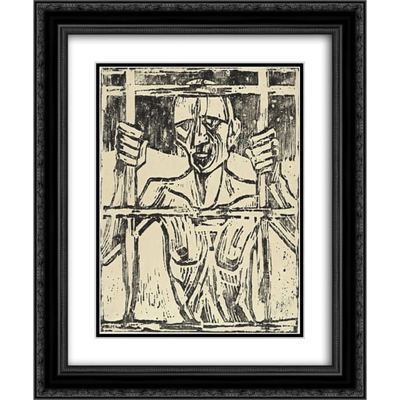 Christian Rohlfs 2x Matted 20x24 Black Ornate Framed Art Print 'Prisoner'