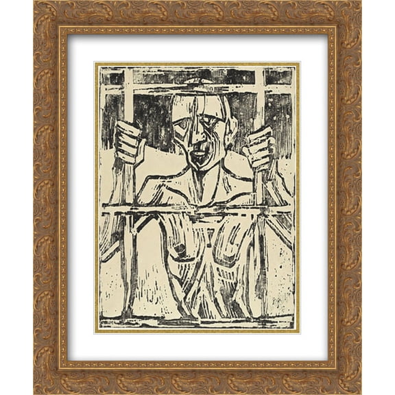 Christian Rohlfs 2x Matted 20x24 Gold Ornate Framed Art Print 'Prisoner'