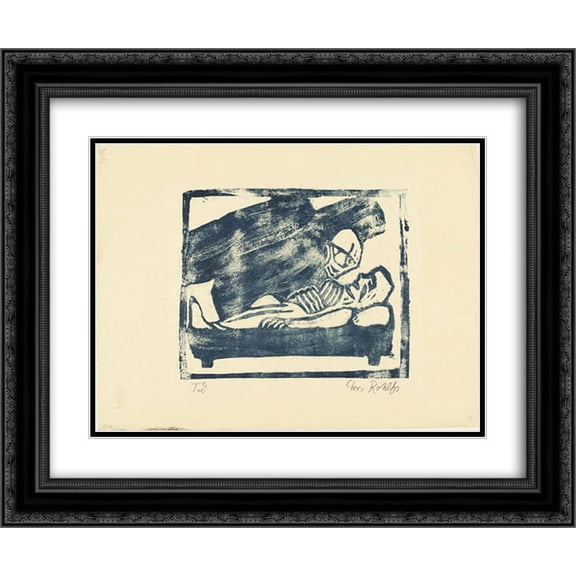 Christian Rohlfs 2x Matted 24x20 Black Ornate Framed Art Print 'Death'