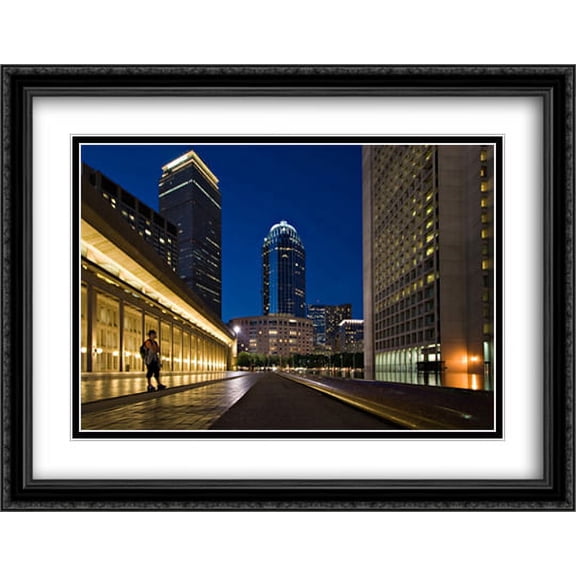 Christian Science Plaza, Boston 2x Matted 36x28 Large Black Ornate Framed Art Print by The Cityscape Art Print Series