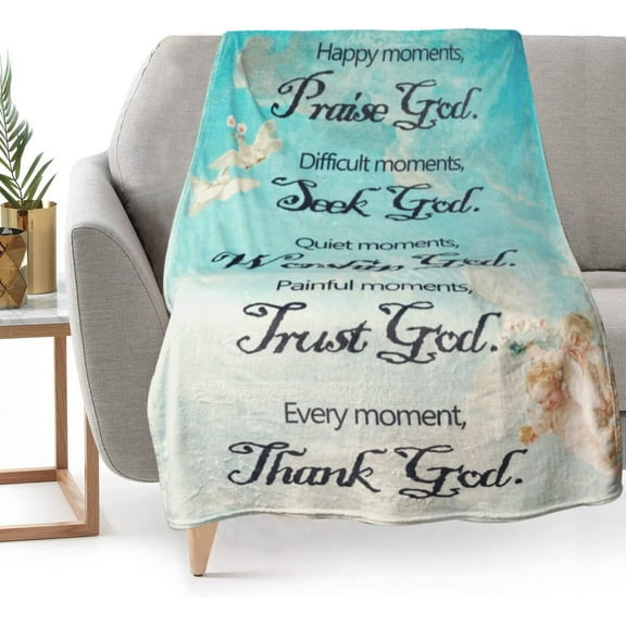 Christian Scripture Blanket Spiritual Gifts for Women Religious Throw Blanket with Bible Verse Inspirational Healing Thoughts Gifts for Women Men Pastor Appreciation