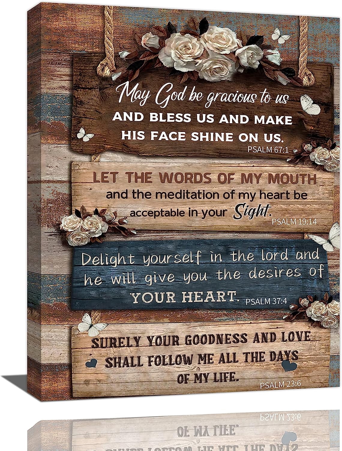 Christian Scripture Wall Art Farmhouse Bible Verse Wall Decor Country Christ Decoration Rustic Flower Pictures Canvas Painting Framed Modern Artwork for Living Room Bathroom Bedroom Church 12"x16"