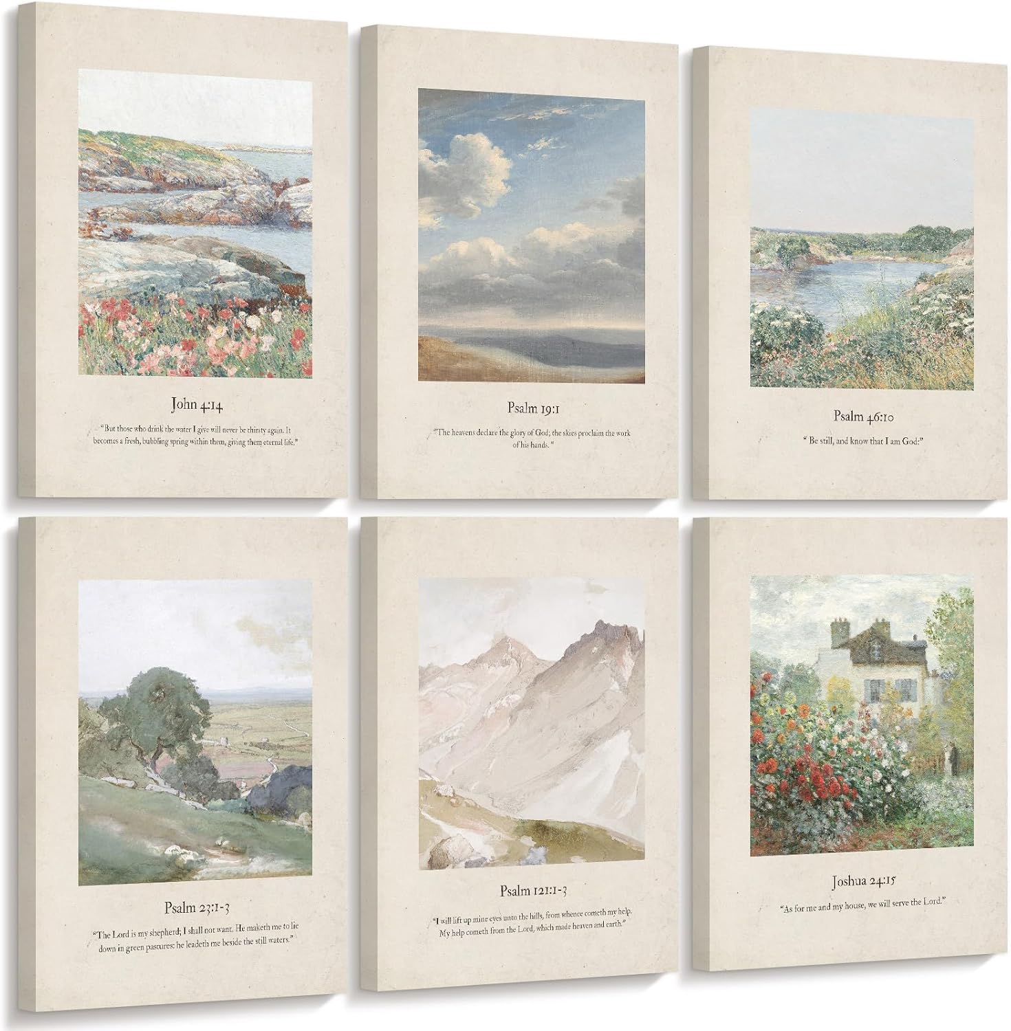 Christian Scripture Wall Art Set of 6 Bible Verse Canvas Wall Decor ...