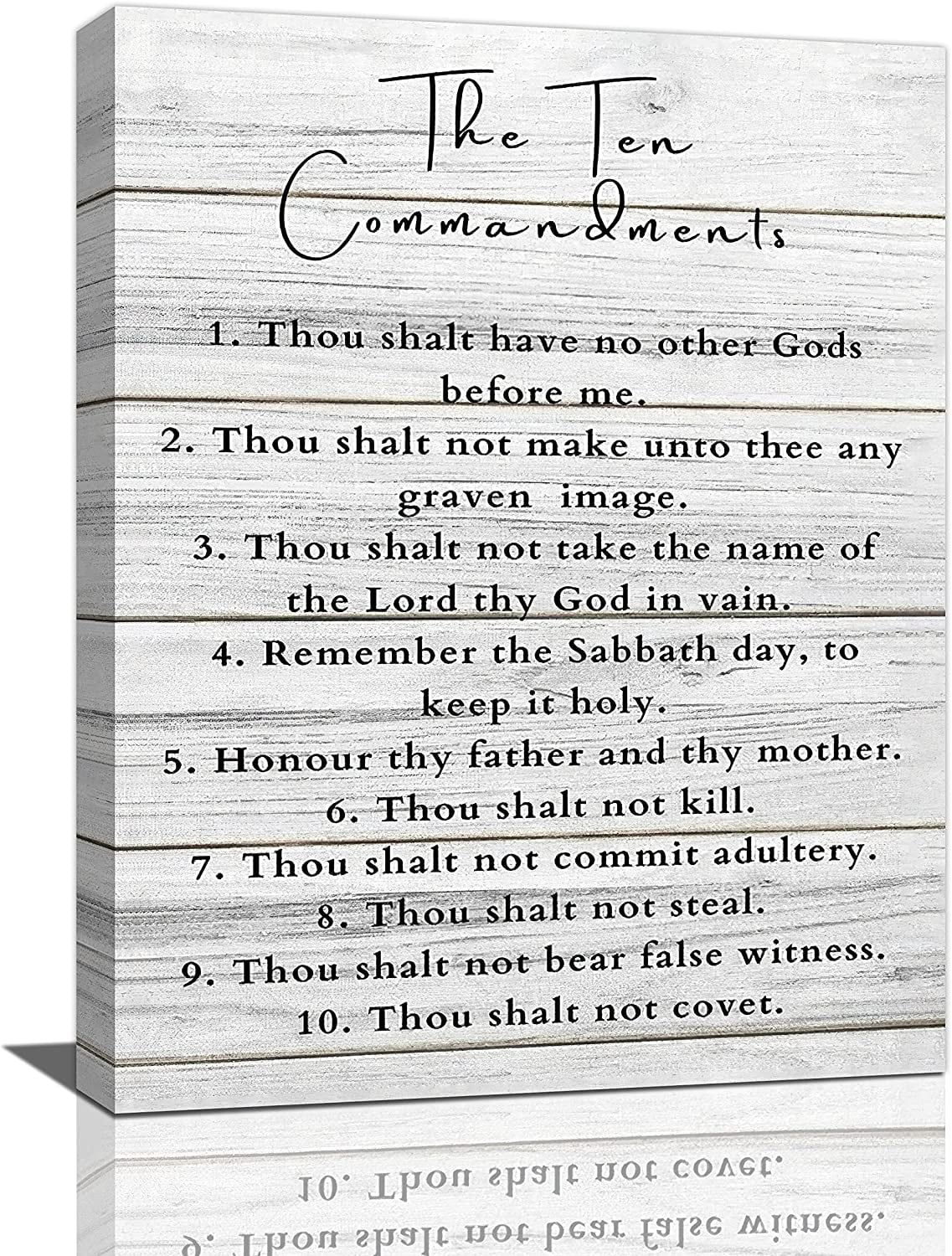Christian Scripture Wall Art - Ten Commandments Canvas Painting - 12"x16" Framed Bible Verse Prints - Modern Home Decor for Living Room, Bedroom, Bathroom
