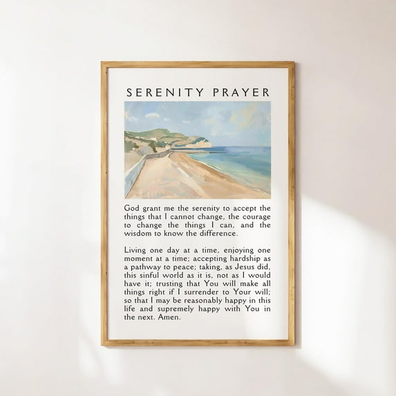 Christian Serenity Prayer, Christian Wall Art, Coastal Granddaughter Bible Verse Wall Art, Scripture, Housewarming Gift Wall Art, Modern Wall Decor, 8x12 UNFRAMED