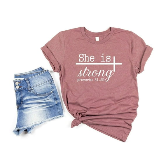 Christian Shirt, Christian , She Is Strong Proverbs 31 25 Shirt, Bible Verse Shirt, Christian Cross Shirt, Motivational Christian All Size S-5XL