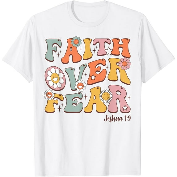 Christian-Shirt Girls Faith Over Fear Cute Jesus Youth T-Shirt Tops Tee