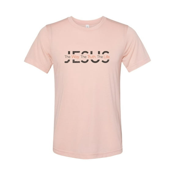 "Christian Shirt, Jesus The Way, The Truth, The Life, Jesus Shirt, Unisex Fit, Sublimation, Christian Apparel, Jesus, Godly, Christ Shirt, Peach, MEDIUM"