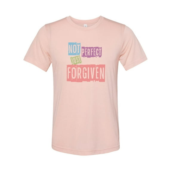 "Christian Shirt, Not Perfect Just Forgiven, Sublimation T, Unisex, Jesus Shirt, Religious Apparel, Christian Apparel, Jesus Tee, Forgiven, XL, Peach"