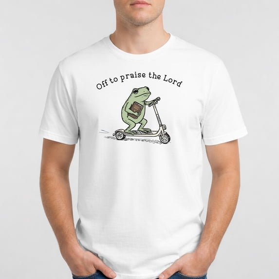 Christian Shirt – Off to Praise the Lord Frog T-Shirt