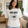 thumbnail image 1 of Christian Shirt Women God Says I Am Graphic Tee Plus Size Inspirational Faith Soft Top, 1 of 7