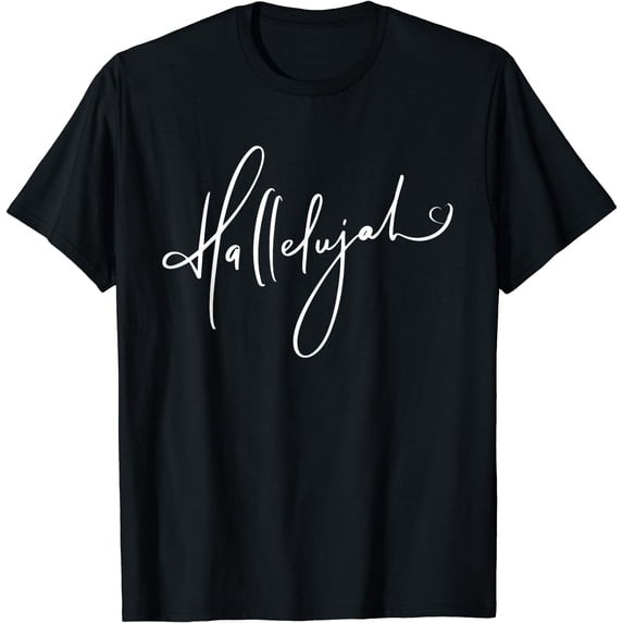 Christian Shirt Women Hallelujah typography T-Shirt Black Small