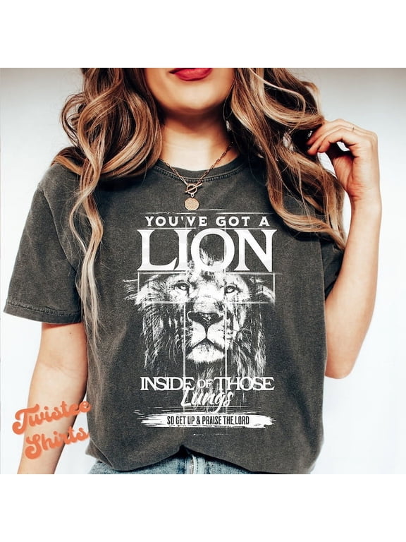 Christian Shirt - You've Got A Lion Inside Of Those Lungs White Shirt - Women Christian Religious Tee & T-Shirt #FS-290