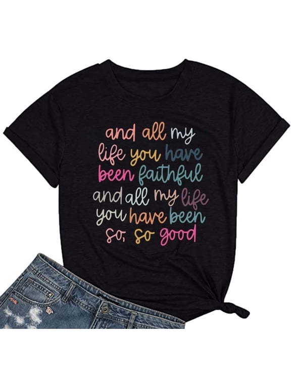 Christian Shirt for Women Bible Verse Tops Religious Faith Tee Christian Inspirational Sayings Short Sleeve Tops