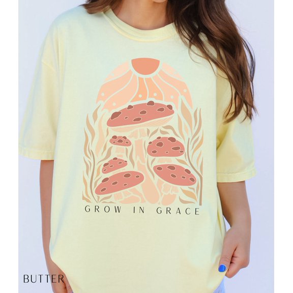 Christian Shirts Boho Cottagecore Faith Bible Verse Clothing Grow In Grace T-Shirt